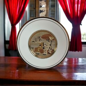 VNTG Souvenir Plate Chokin 24kGold Asian Women Collectors Plate Memorabilia Gift